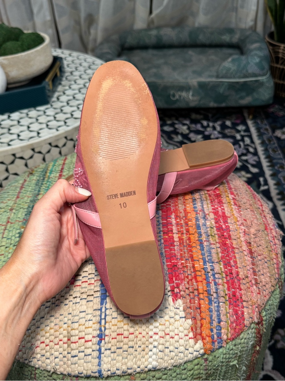 🌸 MOST WANTED Steve Madden Pink Dreaming Beaded Mary Jane Flats 🌸 - Picture 6 of 9